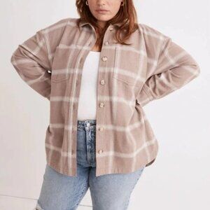Madewell Flannel Kentwood Oversized Shirt Jacket in Windowpane Cotton Size XL